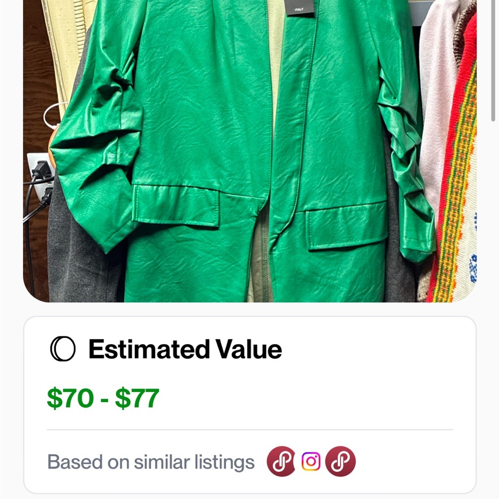 Venti6 Italy emerald  Green vegan leather Women's Jacket